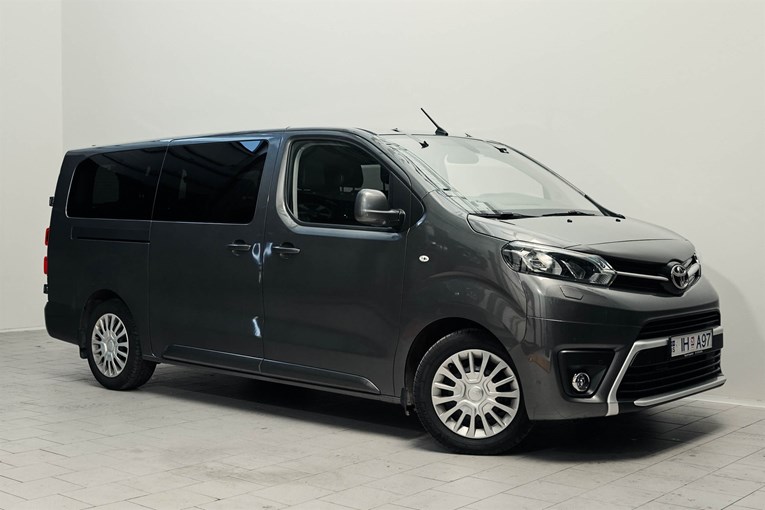 Dark grey Toyota Proace van rental car.