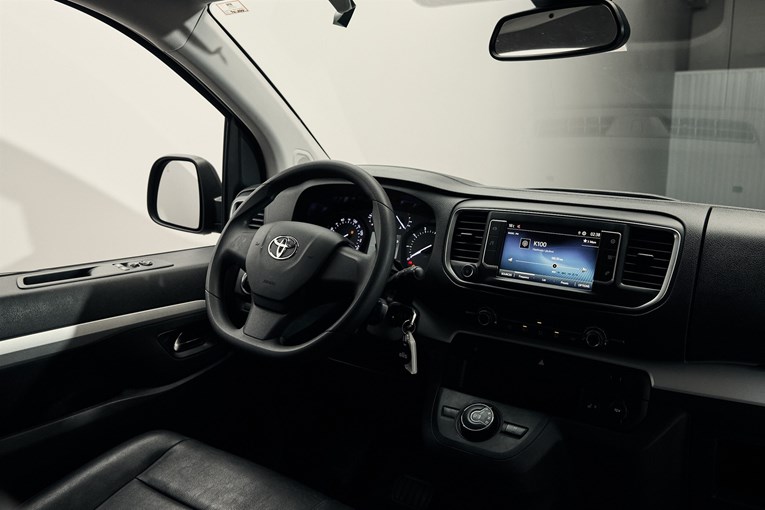 Toyota Proace interior steering wheel and dashboard. 